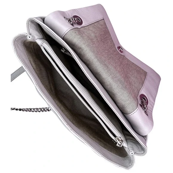 Rebecca Minkoff Edie Flap Shoulder Bag Perla Quilted Leather Silver Hardware - Picture 12 of 14